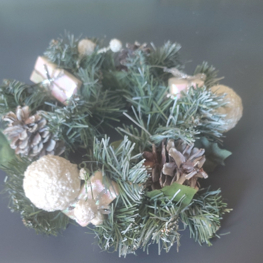Festive Green and Cream Holiday Wreath